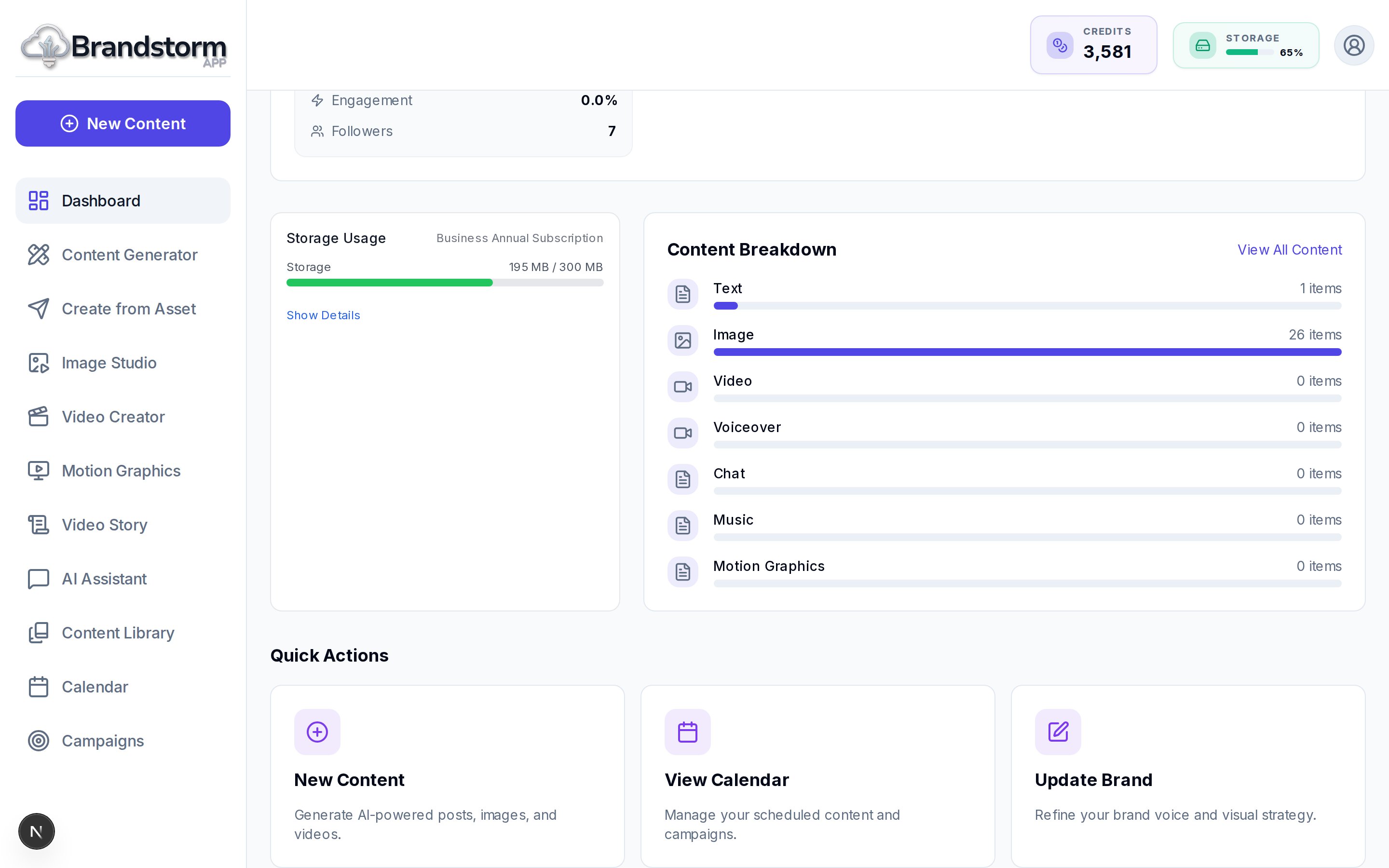 Full Brandstorm dashboard overview